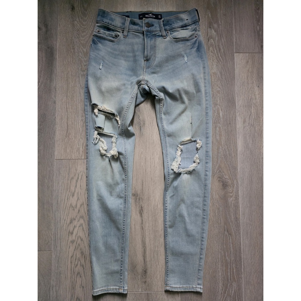 Hollister Super Skinny Extreme Stretch Distressed Jeans Light Wash 26x30 Mens